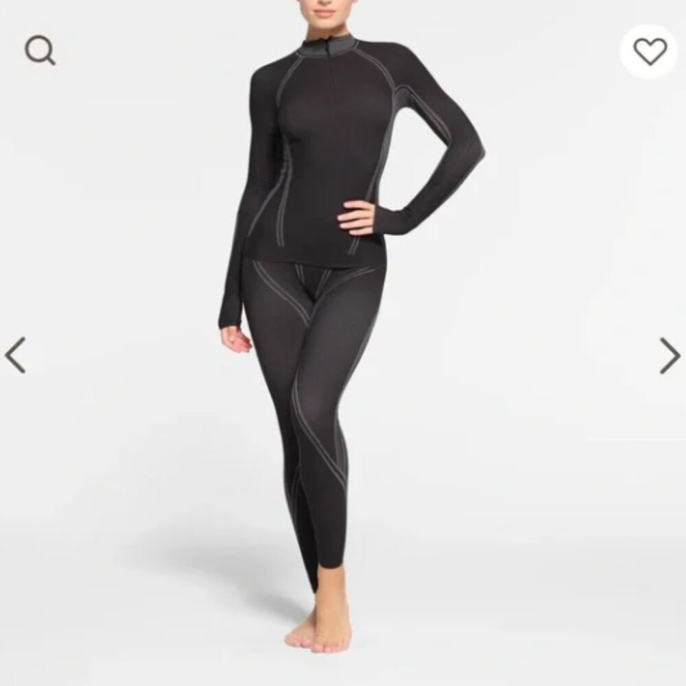 SKIMS First Layers Turtleneck Top Womens 2X-4X Onyx Black Gray Long Sleeve NWT - Picture 2 of 9